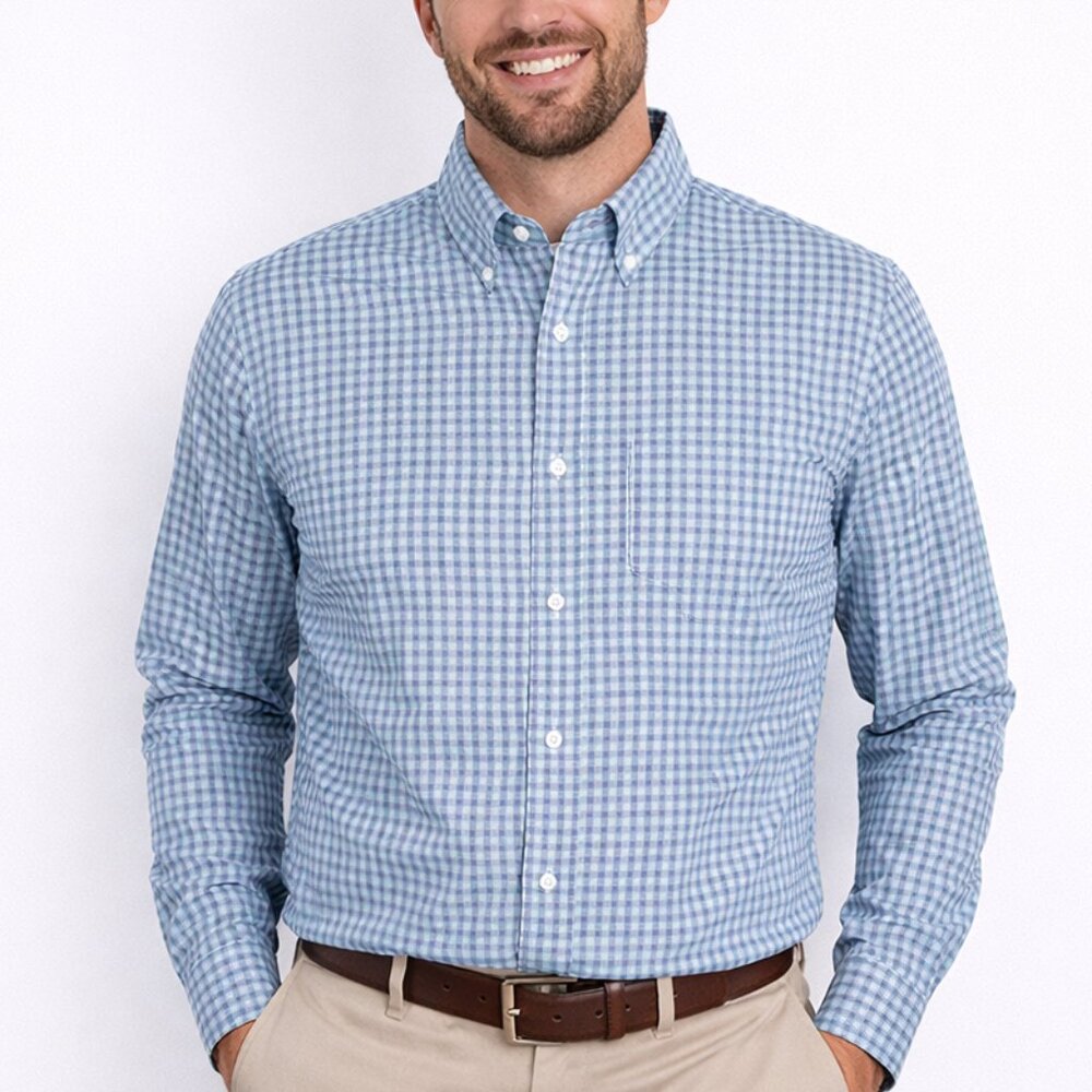 Onward Reserve Mens Performance Shirt Small Plaid Button Down Golf Shirt